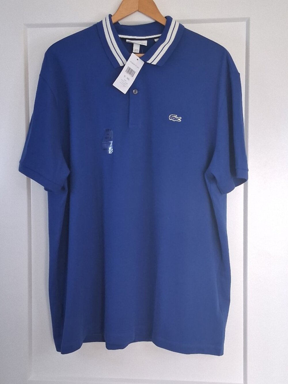 Lacoste Polo Shirt Men's 4XL Blue Slim Fit Stretch Cotton Tipped Collar NWT